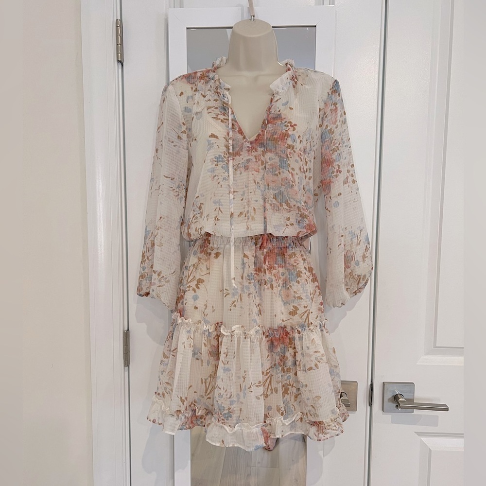 NWOT Floral Mini Dress | long sleeve elastic waist size small
